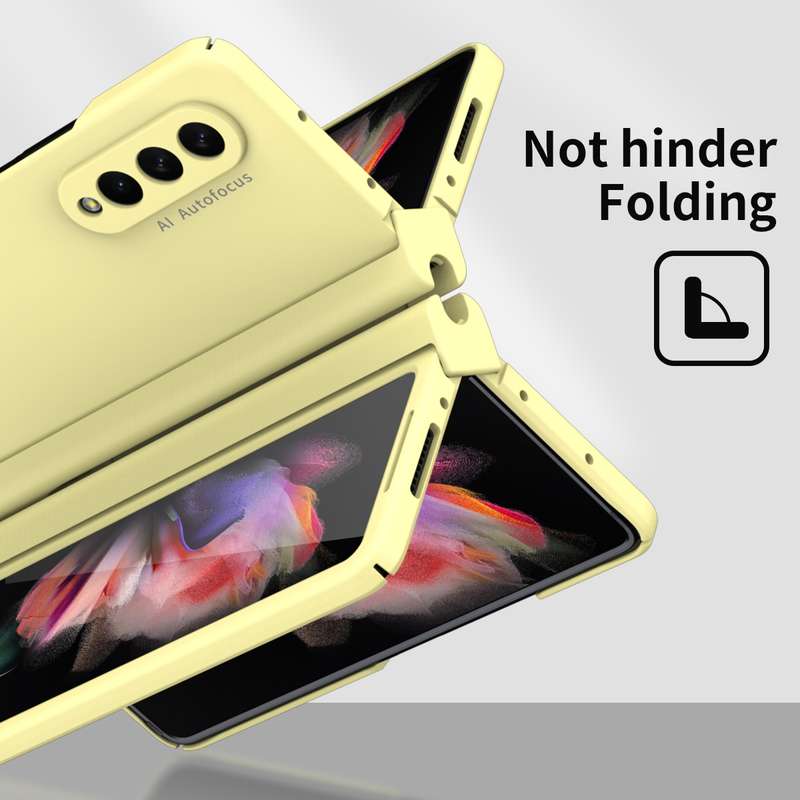 For Samsung Galaxy Z Fold3 5G Macaron Hinge Phone Case with Stylus Pen Fold Edition & Protective Fil