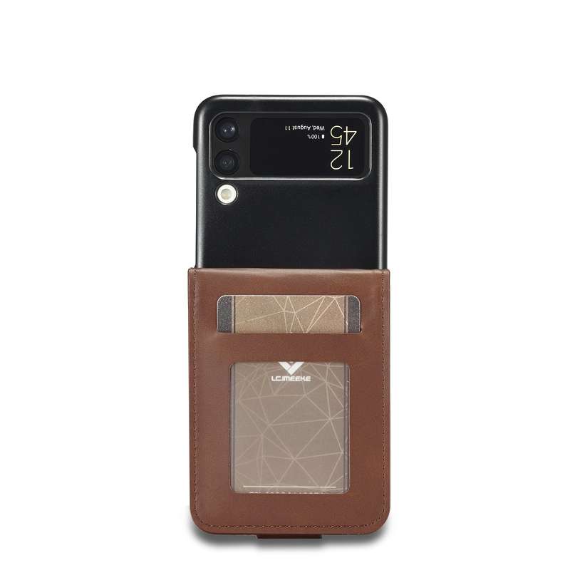 For Samsung Galaxy Z Flip4 5G LC.IMEEKE Calf Texture Leather Phone Case(Brown)