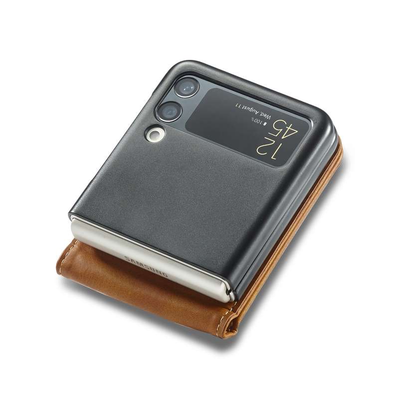 For Samsung Galaxy Z Flip4 5G LC.IMEEKE Calf Texture Leather Phone Case(Brown)