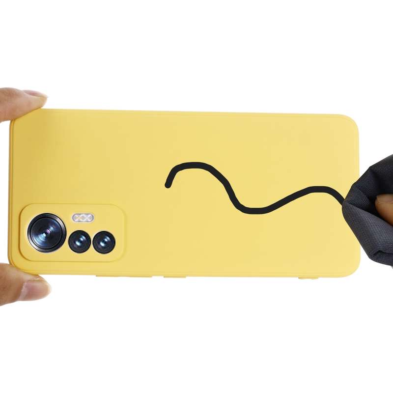 For Xiaomi 12 Lite Solid Color Liquid Silicone Full Coverage Phone Case(Yellow)