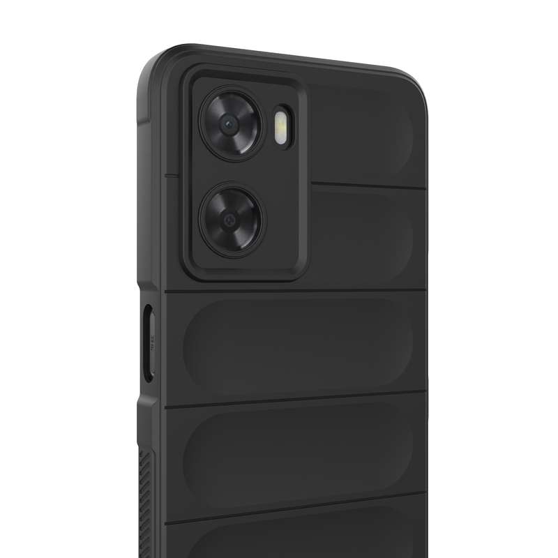 For OPPO A57 4G Global Magic Shield TPU + Flannel Phone Case(Black)