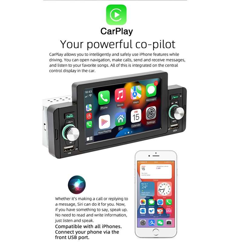 SWM-160C 5 inch Car Bluetooth 5.1 Wired MP5 Player Support Phone Mirror Link / Steering Wheel Contro