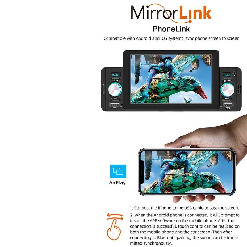 SWM-160C 5 inch Car Bluetooth 5.1 Wired MP5 Player Support Phone Mirror Link / Steering Wheel Contro