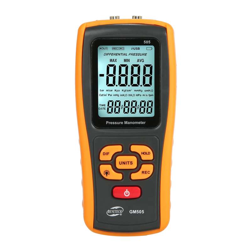 BENETECH GM505 Portable Pressure Gauge, Battery Not Included