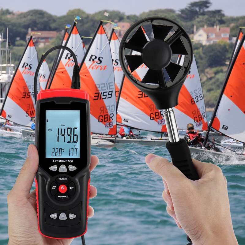 GT8913 Handheld Digital LCD Hot Wire Anemometer, Battery Not Included