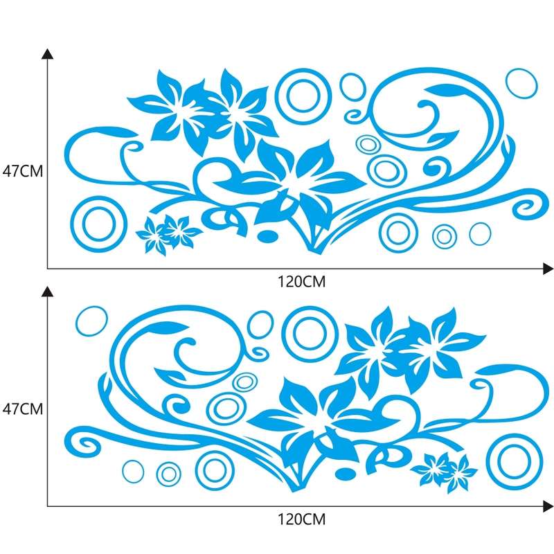 2 PCS/Set D-75 Flower Vine Pattern Car Modified Decorative Sticker(Black)