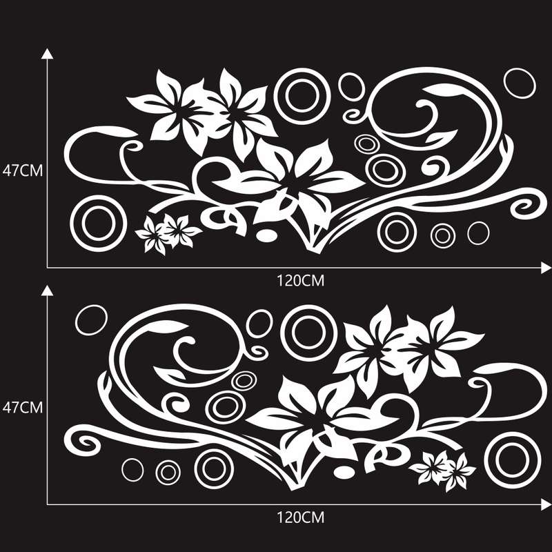 2 PCS/Set D-75 Flower Vine Pattern Car Modified Decorative Sticker(Black)