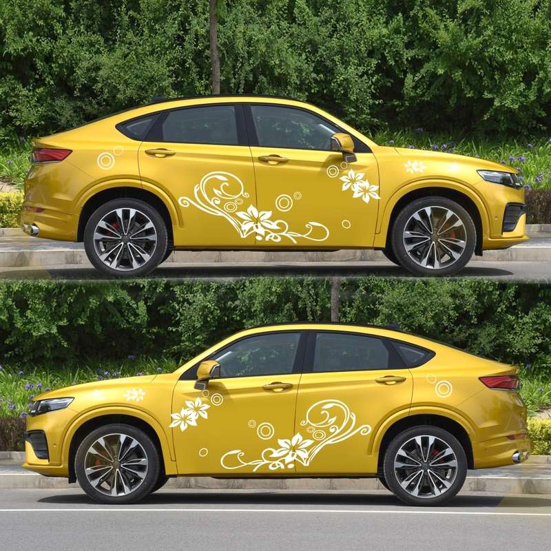2 PCS/Set D-75 Flower Vine Pattern Car Modified Decorative Sticker(Black)