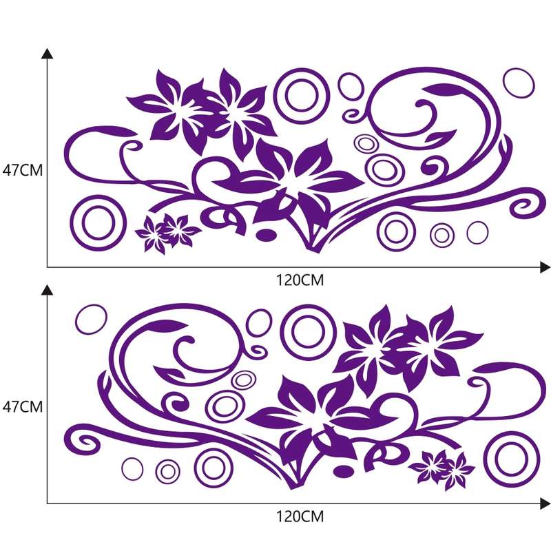 2 PCS/Set D-75 Flower Vine Pattern Car Modified Decorative Sticker(Black)