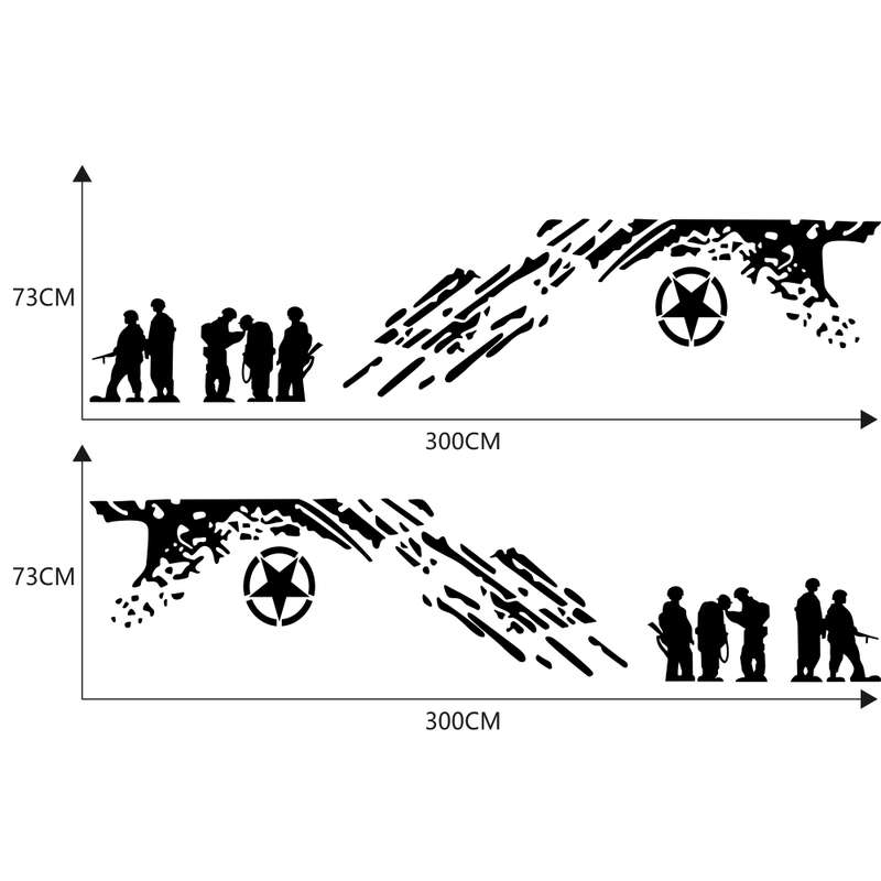 2 PCS/Set D-123 Soldiers Pattern Car Modified Decorative Sticker(Black)