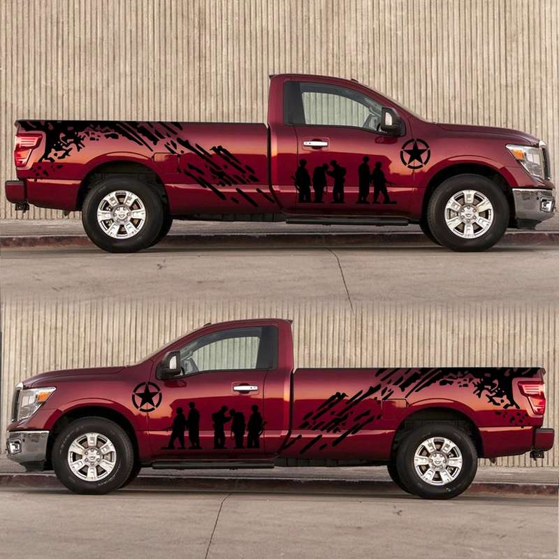 2 PCS/Set D-123 Soldiers Pattern Car Modified Decorative Sticker(Black)