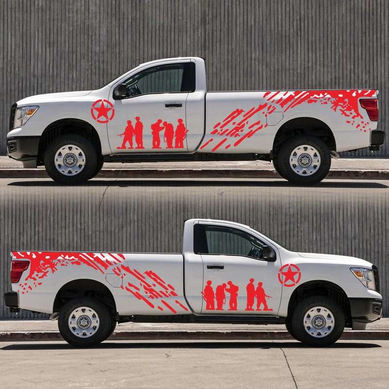 2 PCS/Set D-123 Soldiers Pattern Car Modified Decorative Sticker(Black)