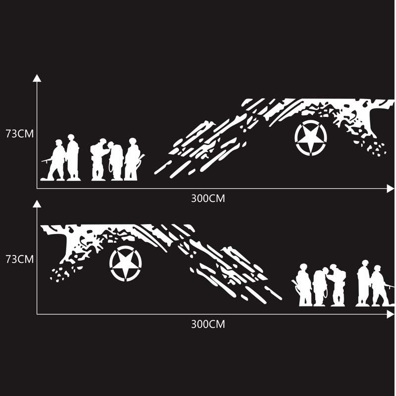 2 PCS/Set D-123 Soldiers Pattern Car Modified Decorative Sticker(Black)