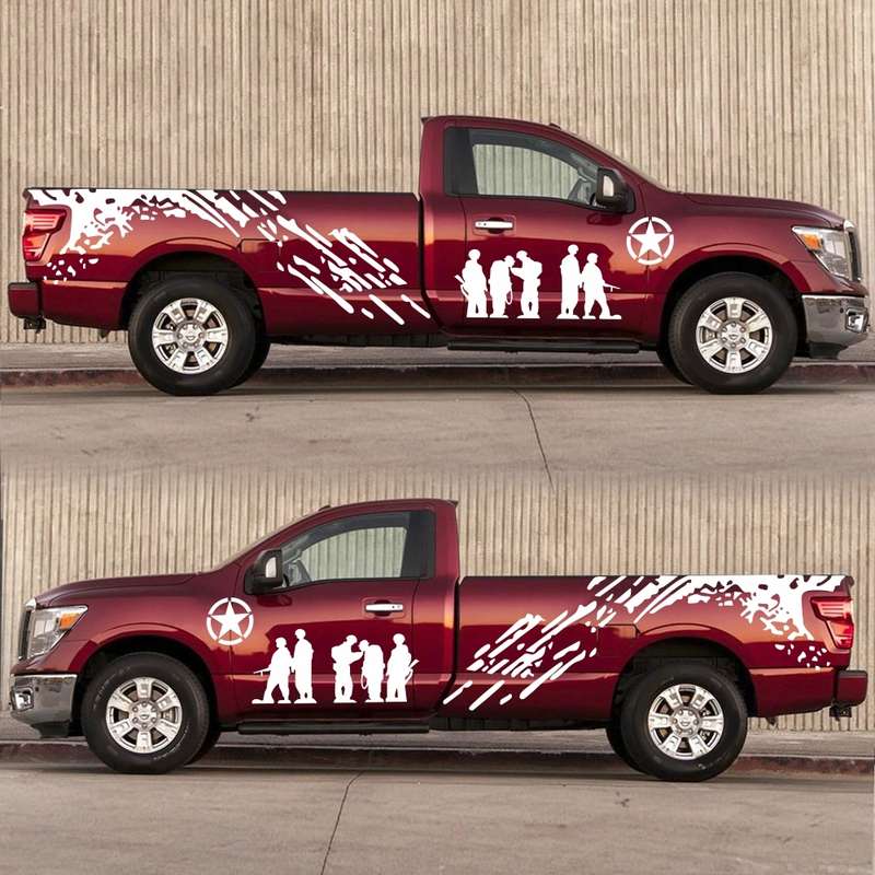 2 PCS/Set D-123 Soldiers Pattern Car Modified Decorative Sticker(Black)