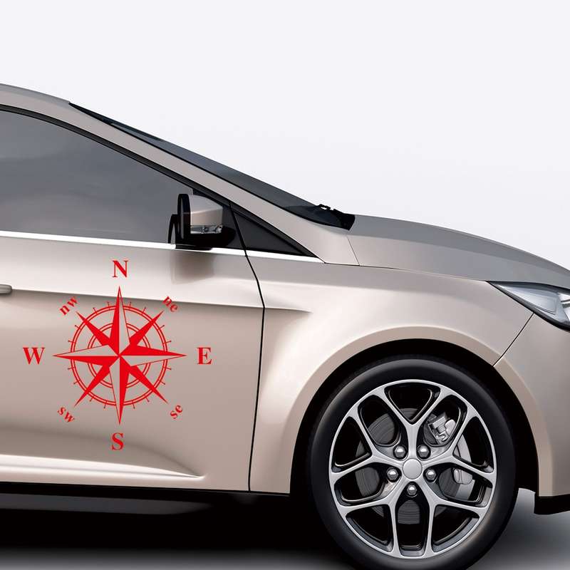 D-366 Compass Pattern Car Modified Decorative Sticker(Black)