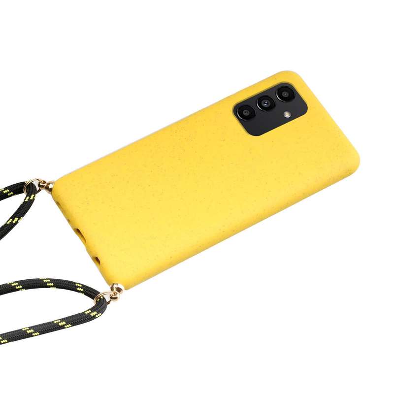 For Samsung Galaxy A13 Wheat Straw Material + TPU Protective Case with Lanyard(Pink)