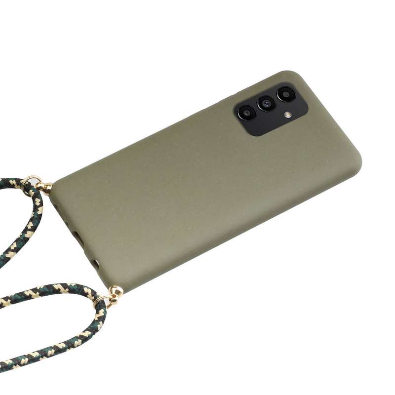 For Samsung Galaxy A13 Wheat Straw Material + TPU Protective Case with Lanyard(Pink)