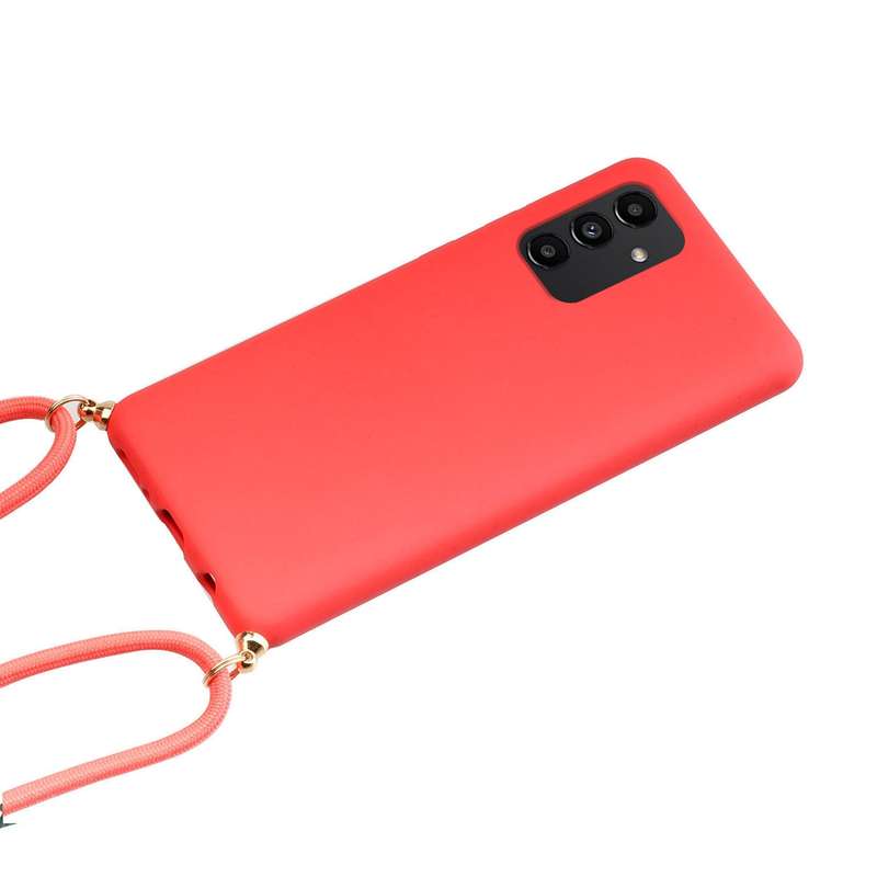For Samsung Galaxy A13 Wheat Straw Material + TPU Protective Case with Lanyard(Pink)