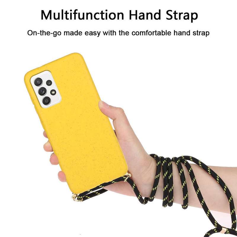 For Samsung Galaxy A73 Wheat Straw Material + TPU Protective Case with Lanyard(Yellow)