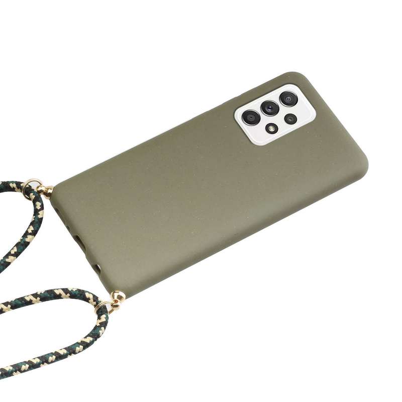 For Samsung Galaxy A73 Wheat Straw Material + TPU Protective Case with Lanyard(Yellow)