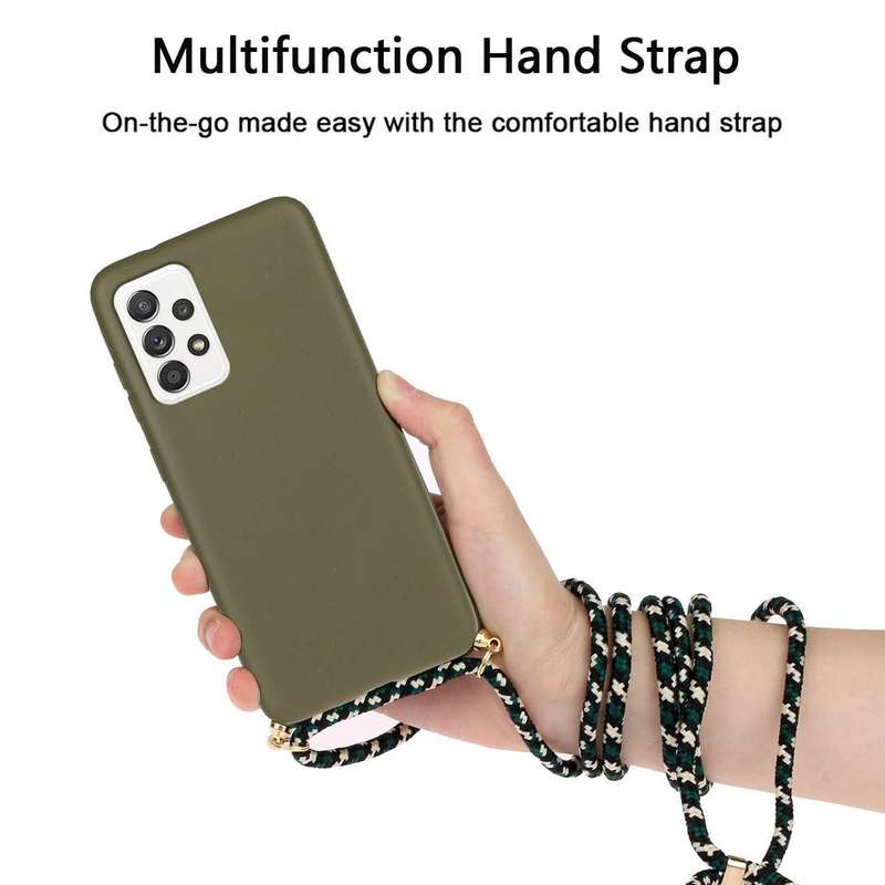 For Samsung Galaxy A73 Wheat Straw Material + TPU Protective Case with Lanyard(Yellow)