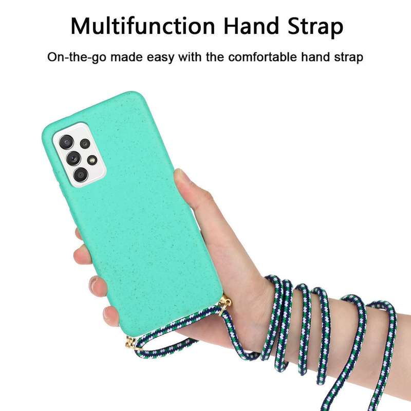 For Samsung Galaxy A73 Wheat Straw Material + TPU Protective Case with Lanyard(Yellow)