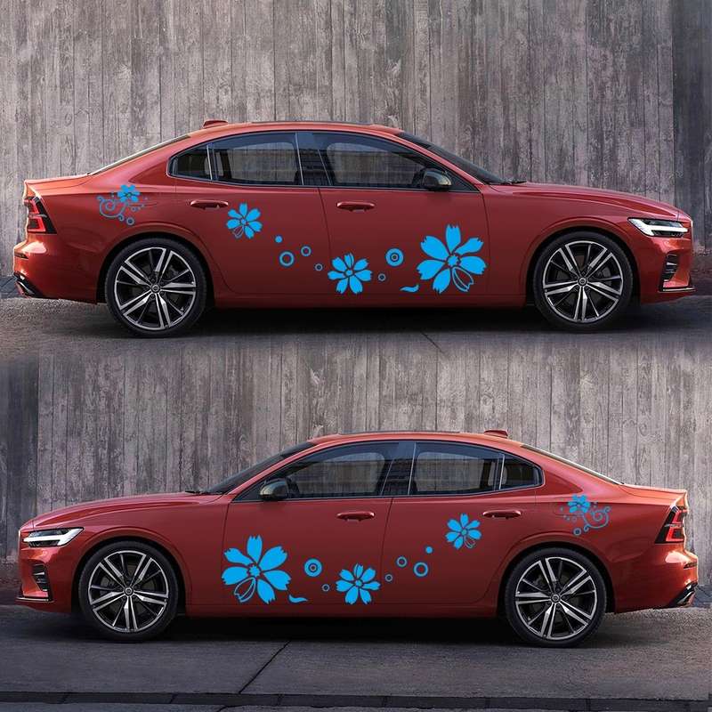 2 PCS/Set D-510 Flowers Pattern Car Modified Decorative Sticker(Yellow)