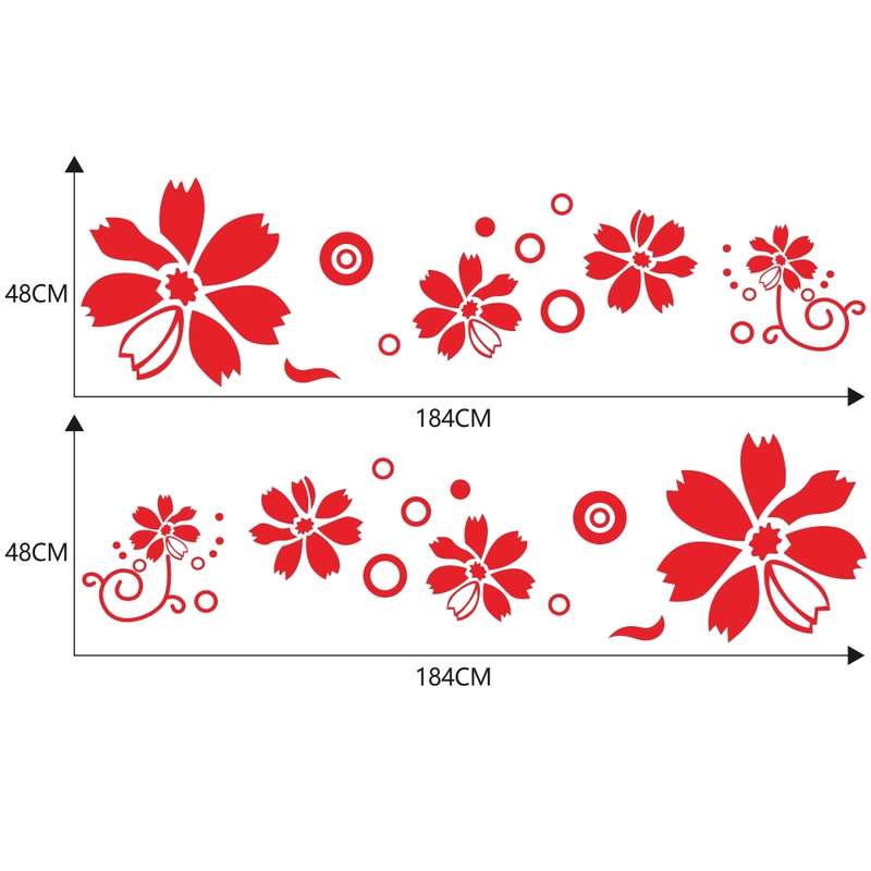 2 PCS/Set D-510 Flowers Pattern Car Modified Decorative Sticker(Black)