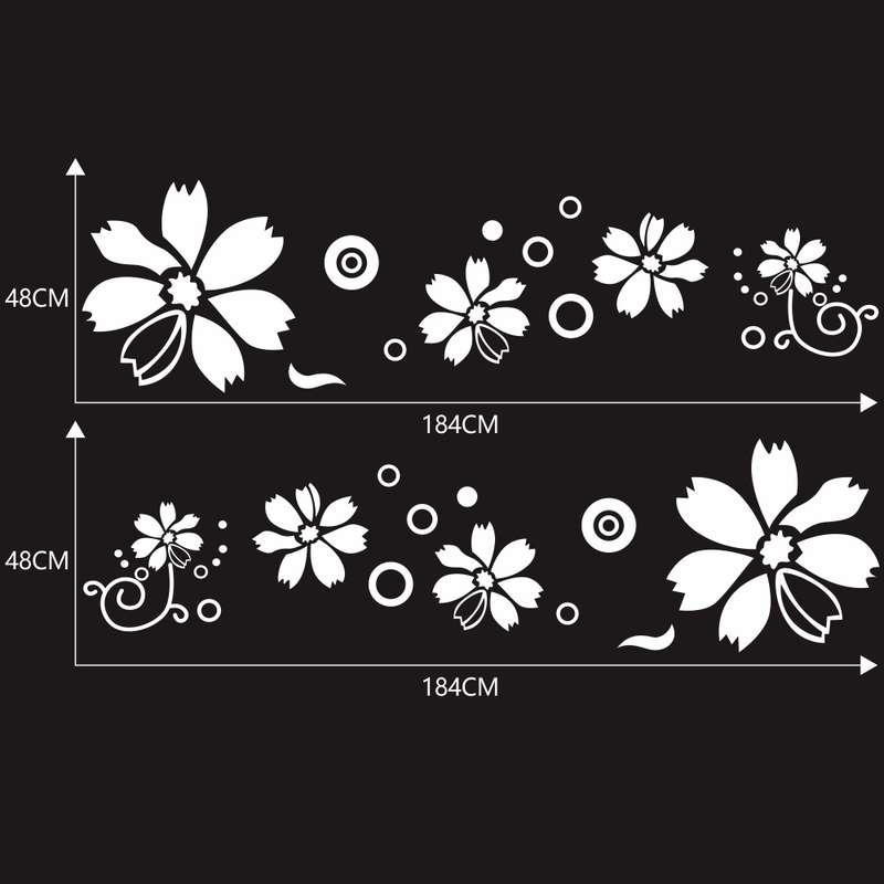 2 PCS/Set D-510 Flowers Pattern Car Modified Decorative Sticker(Yellow)