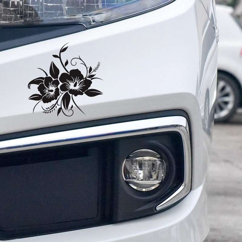 D-798 Flowers Bloom Pattern Car Modified Decorative Sticker(Black)