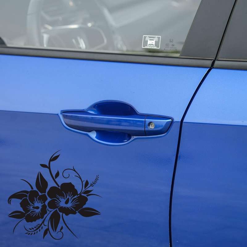 D-798 Flowers Bloom Pattern Car Modified Decorative Sticker(Black)