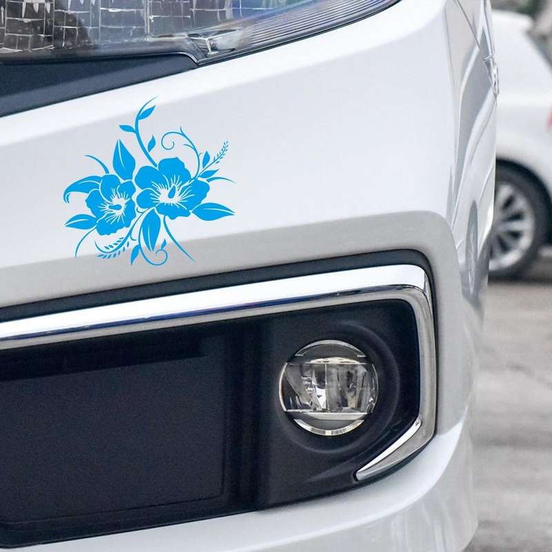 D-798 Flowers Bloom Pattern Car Modified Decorative Sticker(White)