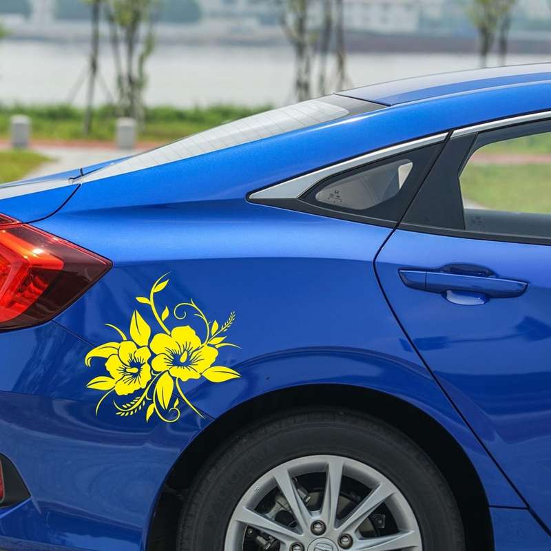 D-798 Flowers Bloom Pattern Car Modified Decorative Sticker(White)
