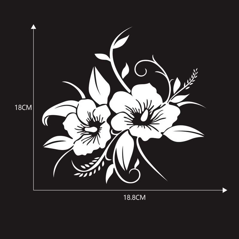 D-798 Flowers Bloom Pattern Car Modified Decorative Sticker(Black)