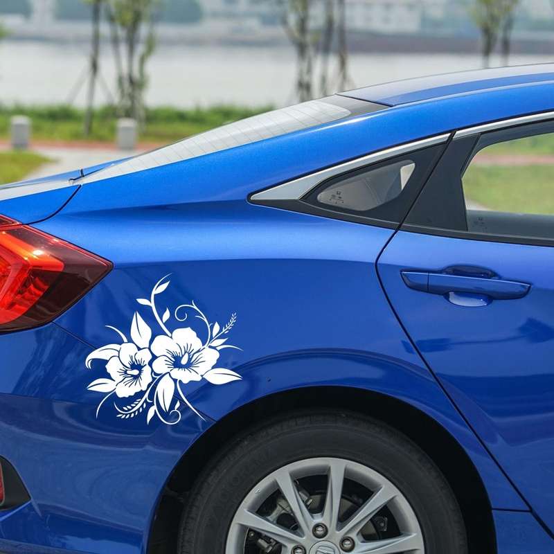 D-798 Flowers Bloom Pattern Car Modified Decorative Sticker(Black)