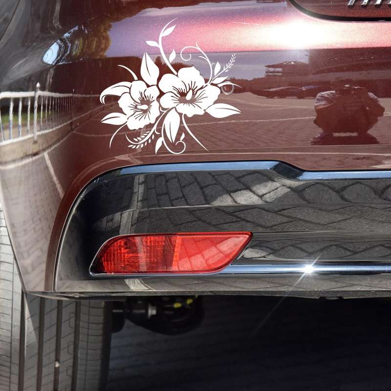 D-798 Flowers Bloom Pattern Car Modified Decorative Sticker(Black)