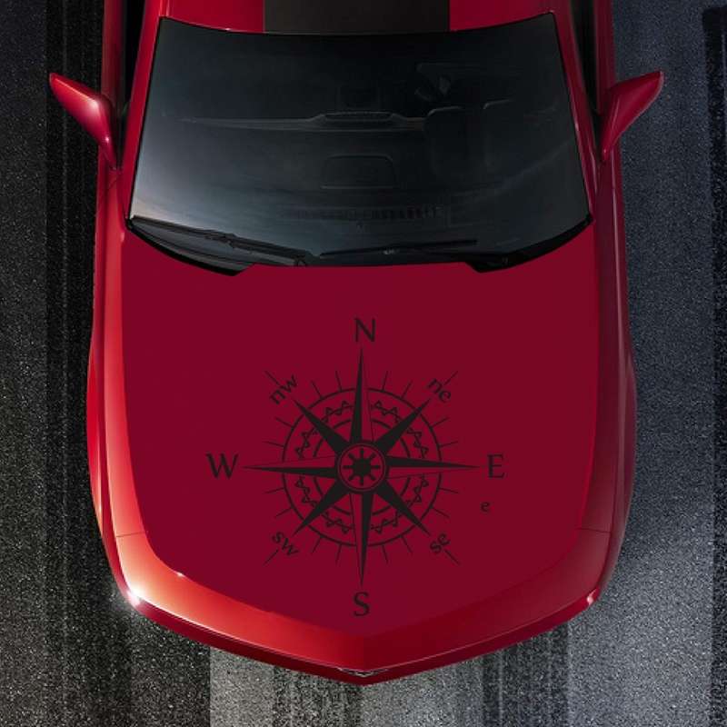 D-863 Compass Pattern Car Modified Decorative Sticker(Black)