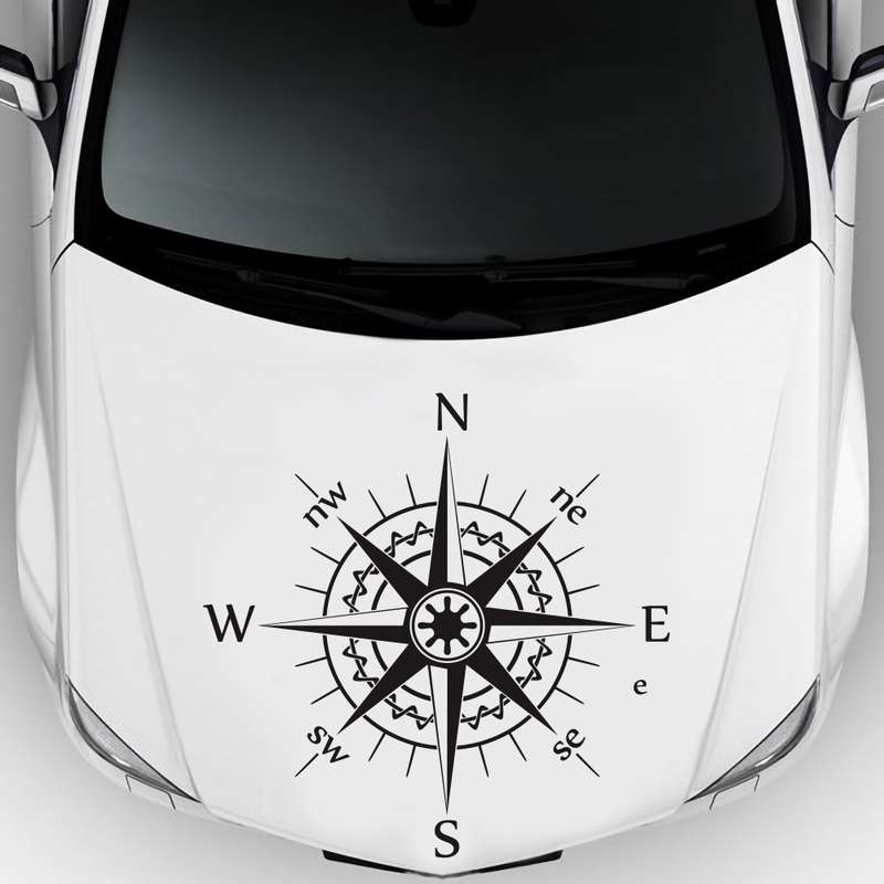 D-863 Compass Pattern Car Modified Decorative Sticker(Black)