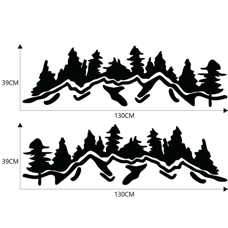 2 PCS/Set D-924 Mountain Woods Pattern Car Modified Decorative Sticker(Black)