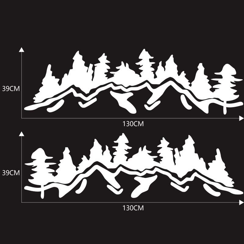 2 PCS/Set D-924 Mountain Woods Pattern Car Modified Decorative Sticker(Black)
