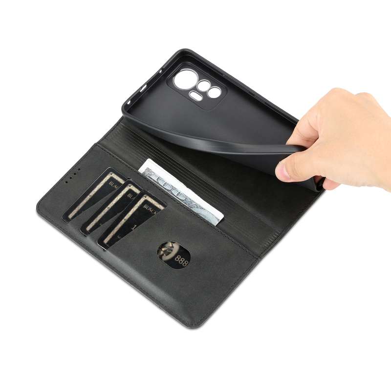For Xiaomi 12 Lite AZNS Magnetic Calf Texture Leather Phone Case(Black)