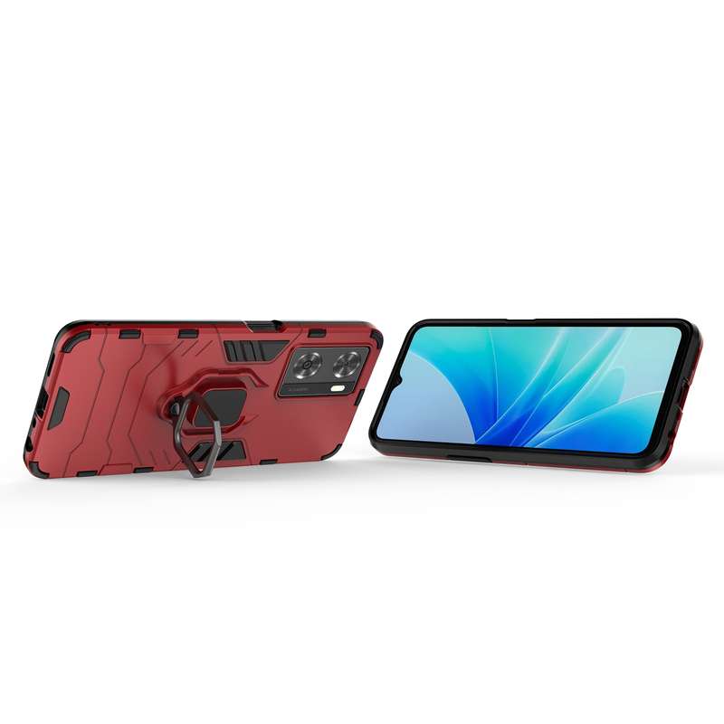 For OPPO A57 4G Foreign Version Shockproof PC + TPU Holder Phone Case(Navy Blue)