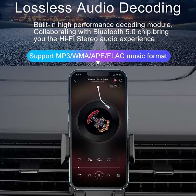 C1 Car Bluetooth 5.0 MP3 Player FM Transmitter Air Outlet Phone Holder