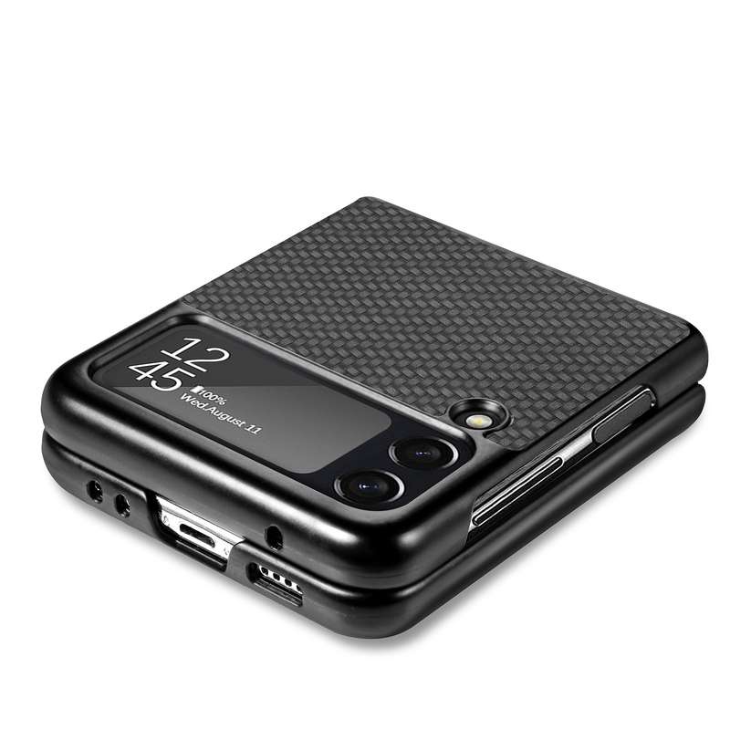 For Samsung Galaxy Z Flip4 Fiber Texture Fold Shockproof Phone Case(Black)