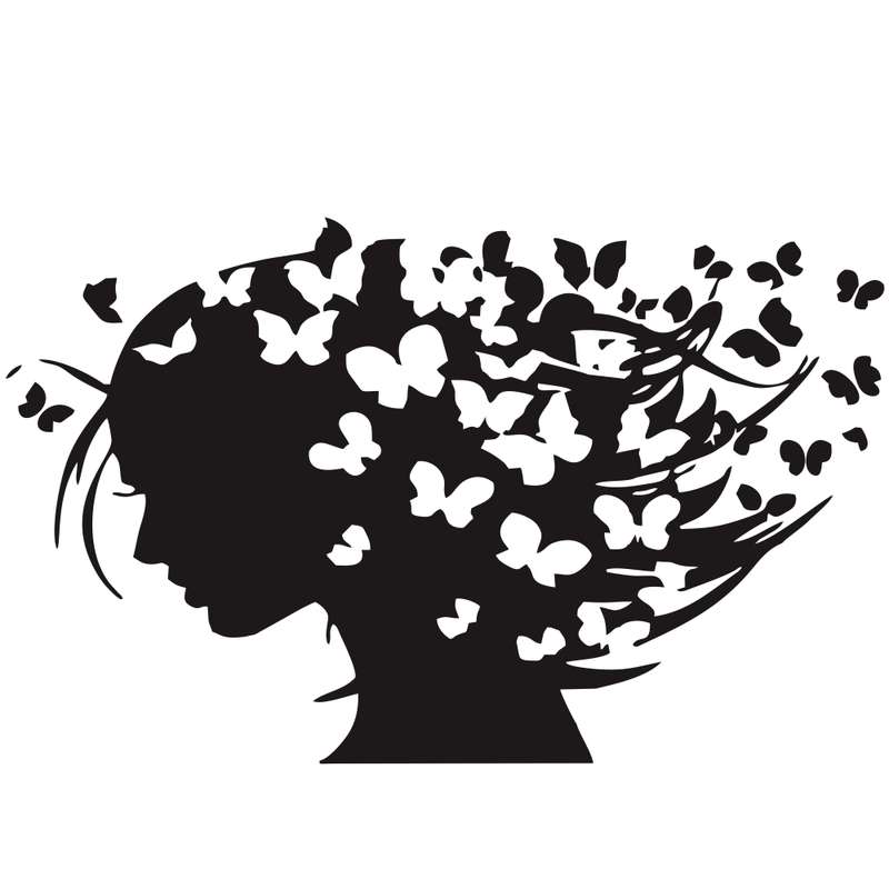 D-956 Butterfly Girl Pattern Car Modified Decorative Sticker(White)