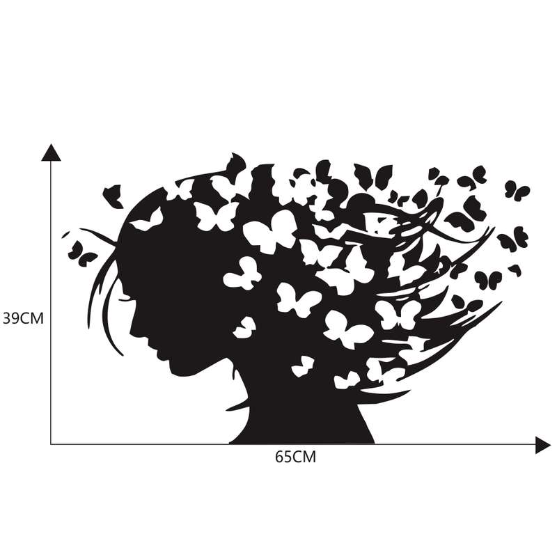D-956 Butterfly Girl Pattern Car Modified Decorative Sticker(White)