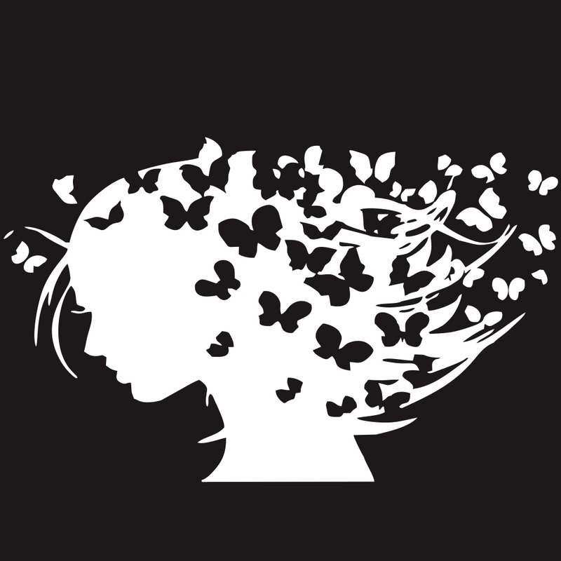 D-956 Butterfly Girl Pattern Car Modified Decorative Sticker(White)