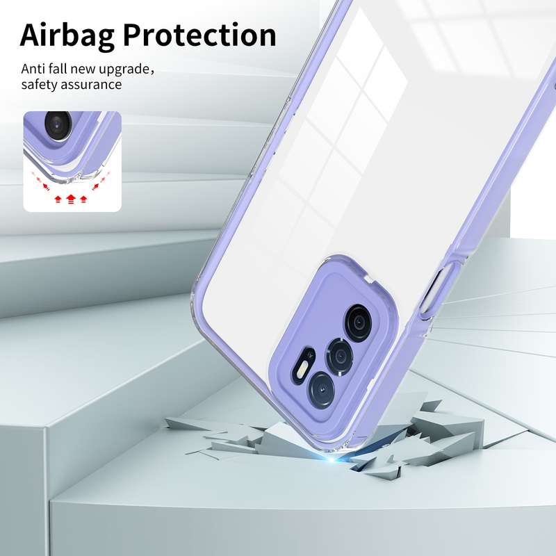 For OPPO A16 / A16s 3 in 1 Clear TPU Color PC Frame Phone Case(Purple)