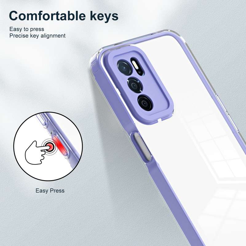 For OPPO A16 / A16s 3 in 1 Clear TPU Color PC Frame Phone Case(Purple)