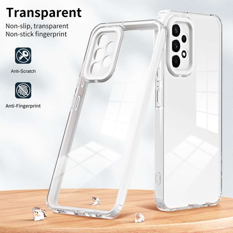 For Samsung Galaxy A13 4G 3 in 1 Clear TPU Color PC Frame Phone Case(White)